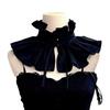 Vintage Ruffle Stand False Collar with Ribbon Tie for Women Victorian Detachable Neck Ruff Decorative Shawl Cape Boleros