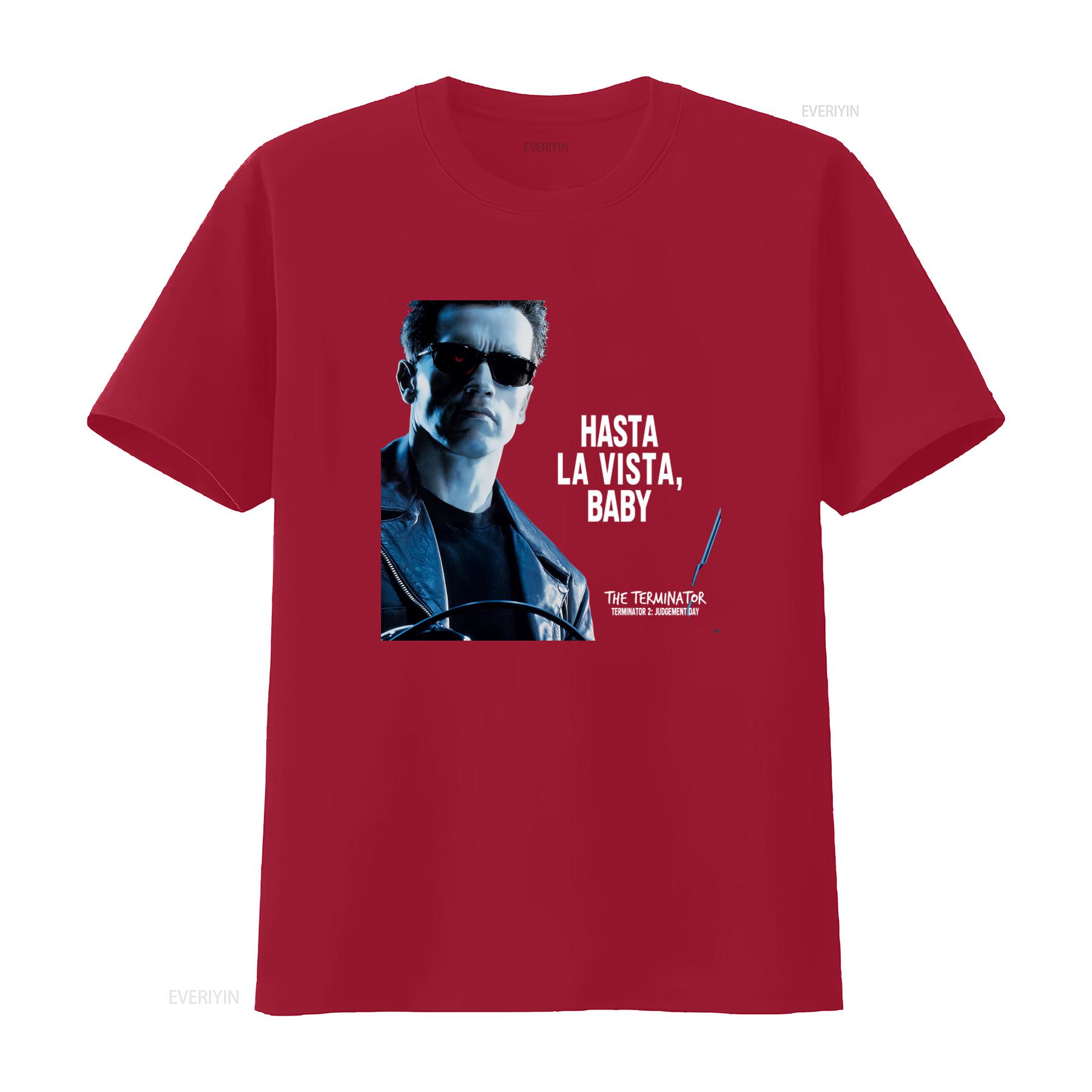 Terminator 2 Arnold Schwarznegger Hasta La Vista 90s Movie Retro Style T Shirt vintage Washed designer clothes Slightly S