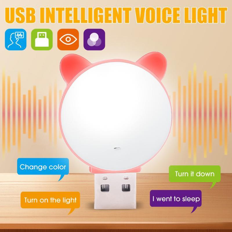 Lovely Cat USB Rechargeable Night Light Bedroom Bedside Night Lamp Voice Control Remote For Kids Baby Gift LM