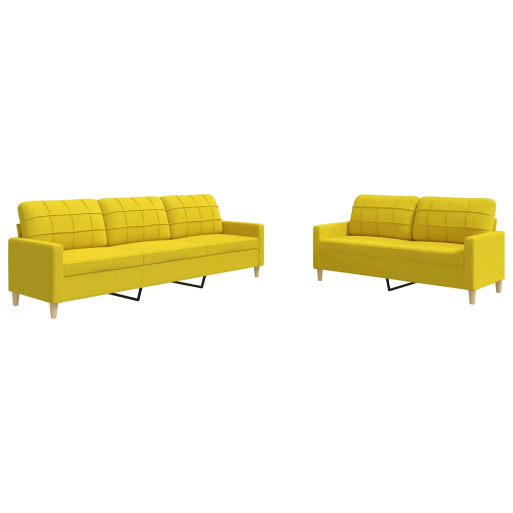 2 Piece Sofa Set Light Yellow Fabric