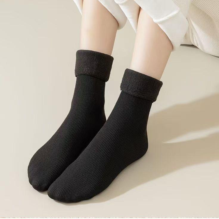 

Earth Tone Women s Fleece-Lined Winter Socks - Thick Warm Unisex Floor Socks for Postpartum Home Use чёрный