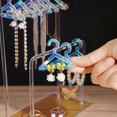 Jewelry Organizer Dangle Earrings Display Racks Clothes Hanger Ear Studs Stand  Desktop Display