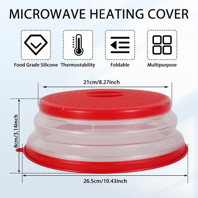 1/2 Pcs Microwave Splash Cover High Temperature Resistant Microwave Guard Lid Foldable Food Heating Cover with Handle Steam Vent