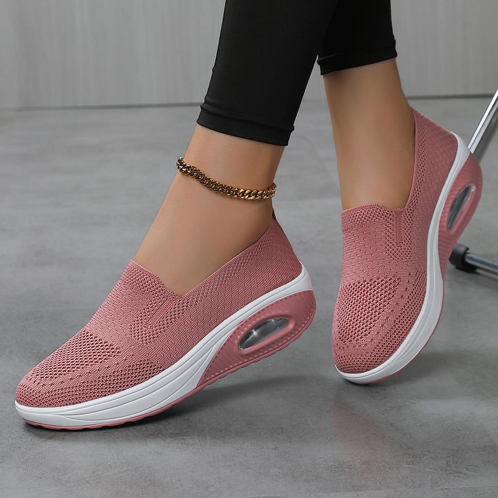 Shoes Women's platform rocking shoes Large size fly-woven casual shoes Lazy one pedal