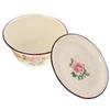 1 Set 20cm 2L Vintage Enamel Basin with Plain Lid Old-Style Retro Enamelware,Kitchen Mixing/Serving/Oil Storage Bowl,Home