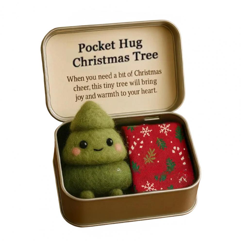 Christmas Pocket Hug Gift Handmade Felt Doll in Box Little Pocket Hug with Gift Card Thoughtful Gift for Friends Family