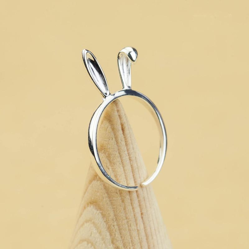 Student Fashion Rabbit Ear Ring Simple And Exaggerated Childlike Super Cute Zodiac Rabbit Jade Rabbit Ring Opening