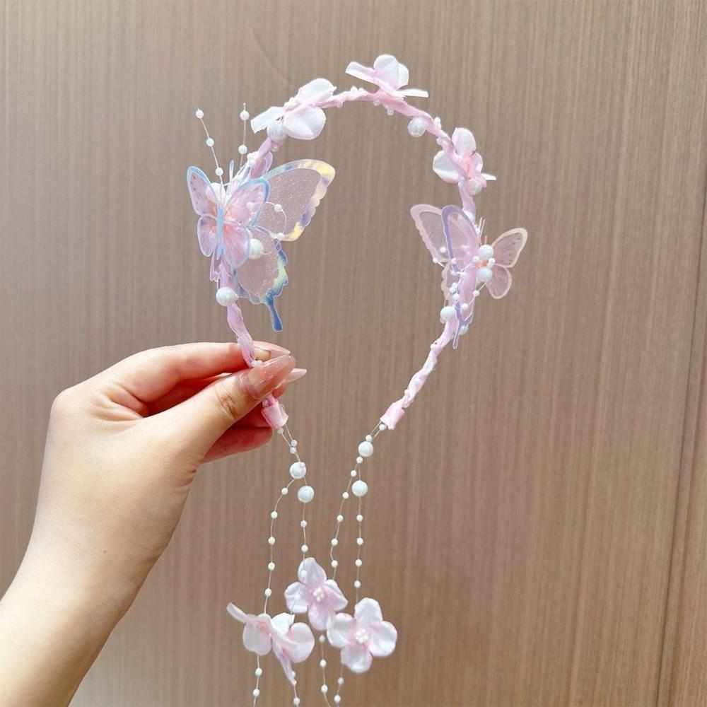 Handcrafted Embroidery Princess Flower Crown Kids Floral Hair Hoop Flower Girl Accessory