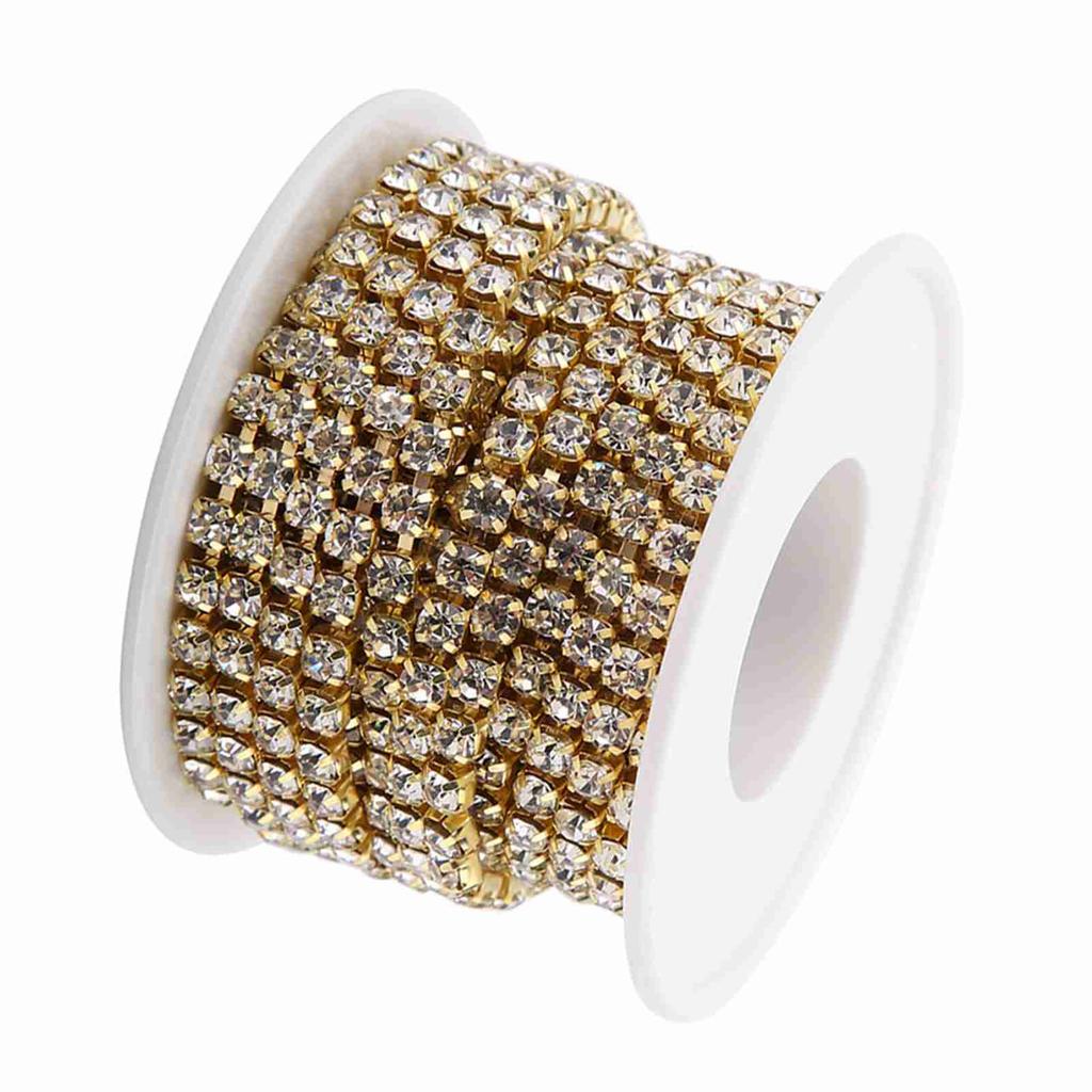 SS16 5yardCelsiusroll   Rhinestone Chain   Fashion Close Cup Chain Golden Apparel Accessories