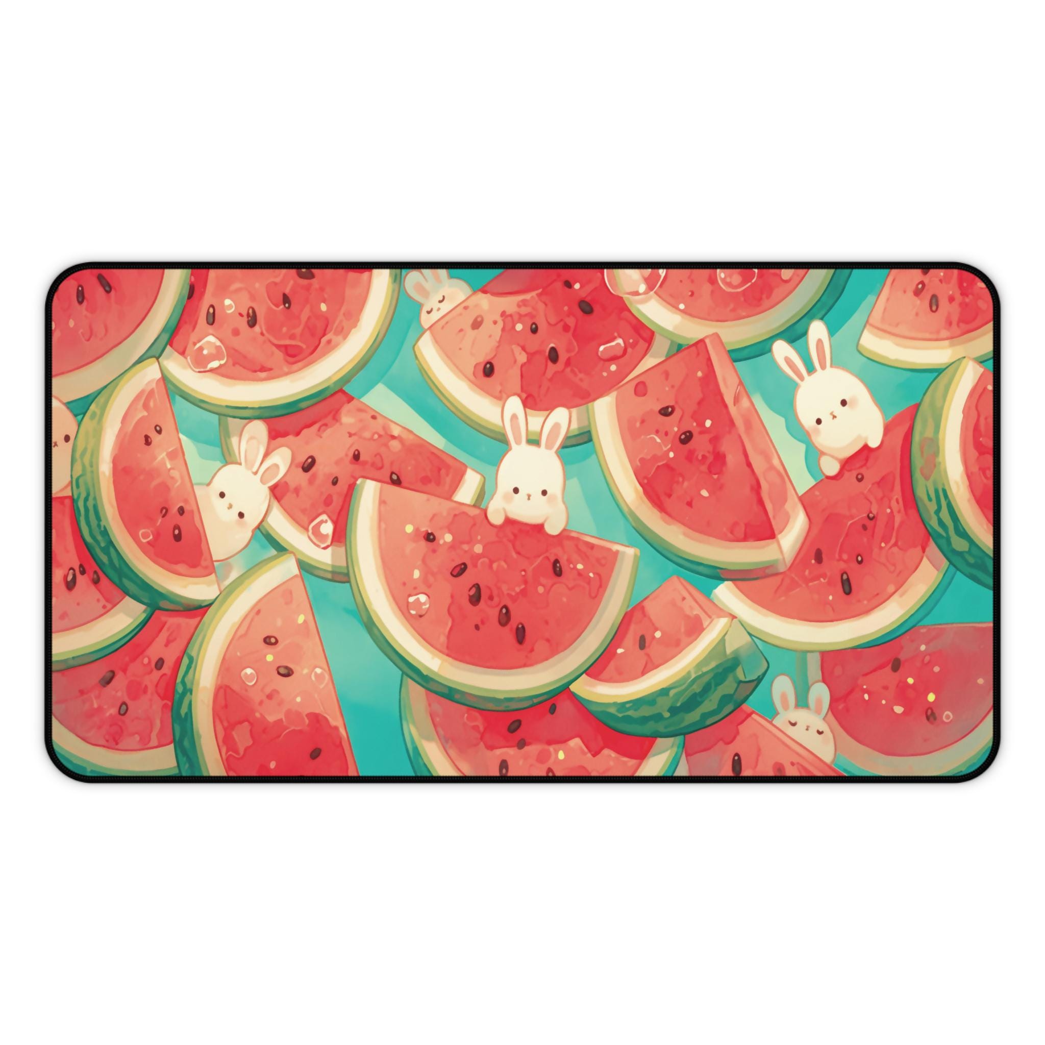 Rabbit Deskmat Cute Watermelon Summer Rabbit Pattern Cute Mouse Pad Desk Accessories Desk Decoration Computer Desk Mat 400X800X2mm