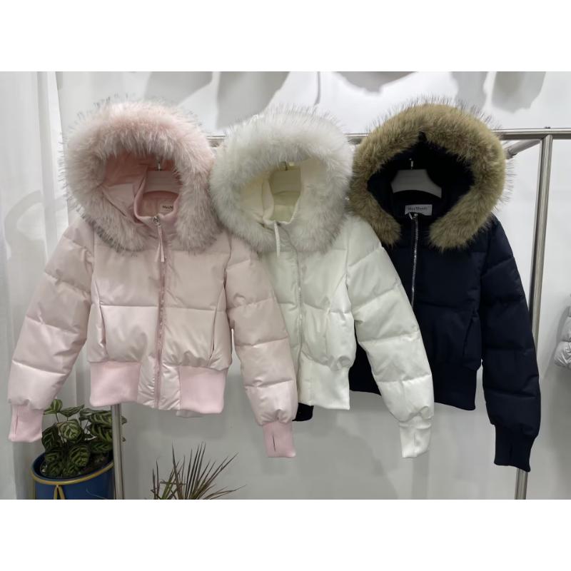 Women's Waist-tight Short Padded Coat, Winter Korean Style Faux Fur Collar Slim Thick Warm Cotton Outerwear