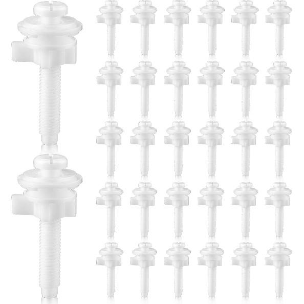 Jetec 2 Pieces Toilet Seat Screws Replacement Kit Plastic Bolts with Plastic Nuts and Washers Parts Kit for Fixing The Top Toilet Seat, White