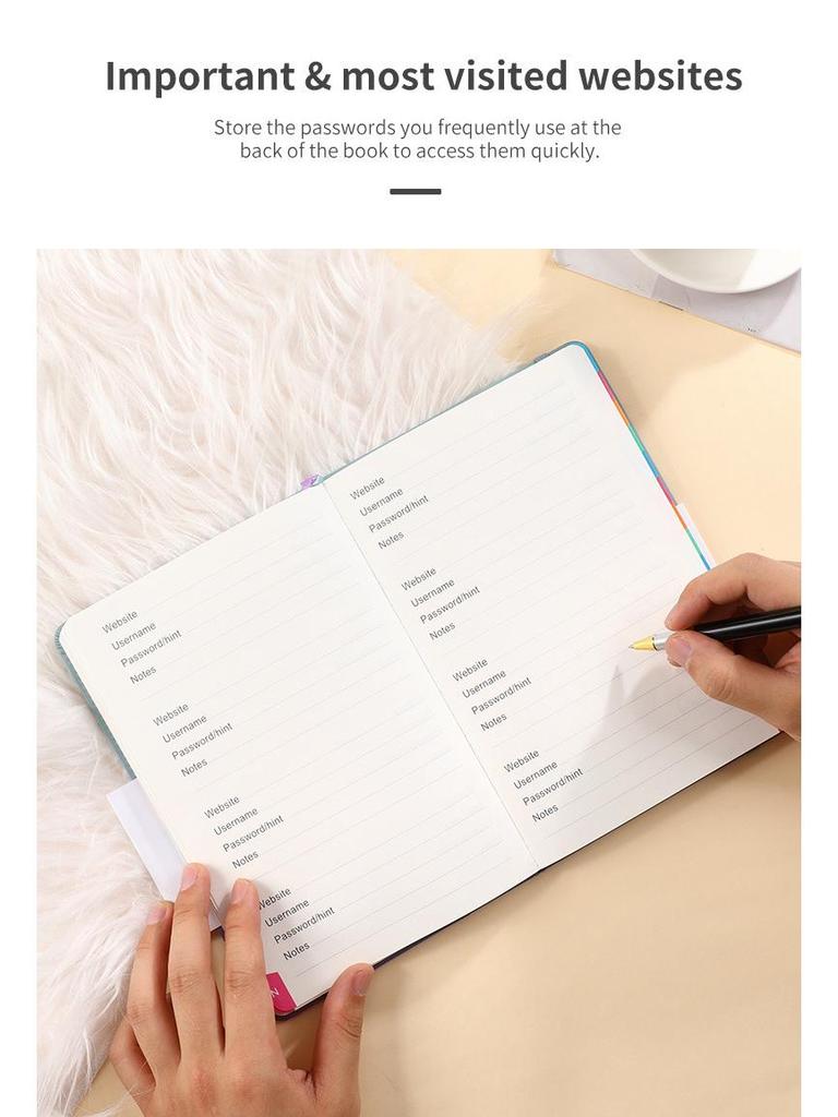 A5 Password-Protected Notebook for Website & Contact Management