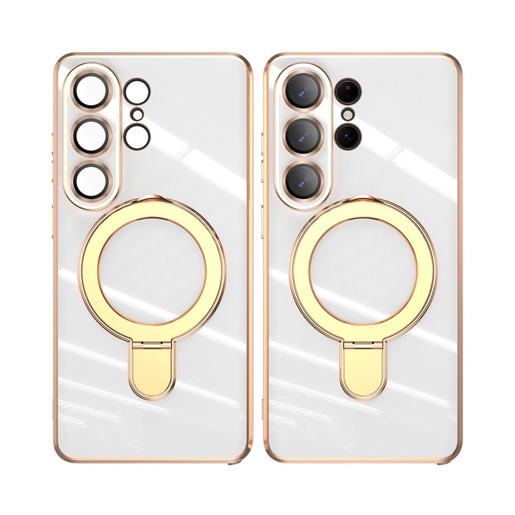 Applicable to Samsung S11Ultra solid color fulcrum magnetic suction bracket Apple 11 anti-drop 1D electroplating 11 high-end mobile phone case