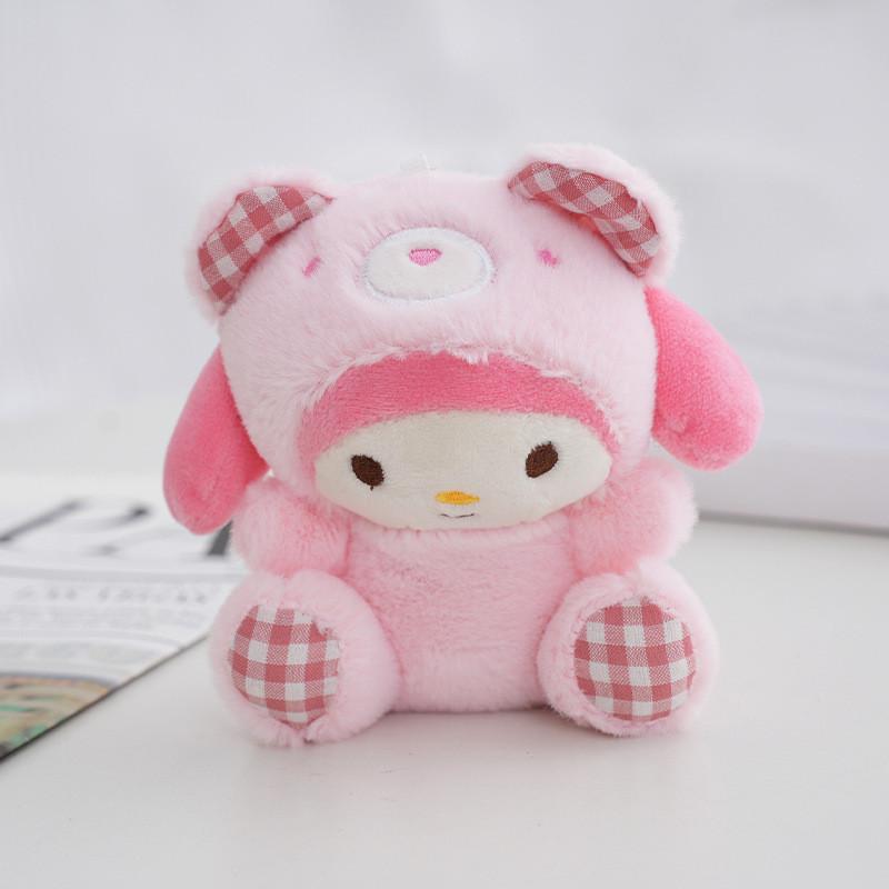 Adorable Kuromi Plush Keychain Fluffy Pp Cotton Stuffed Animal Toy Key Holder