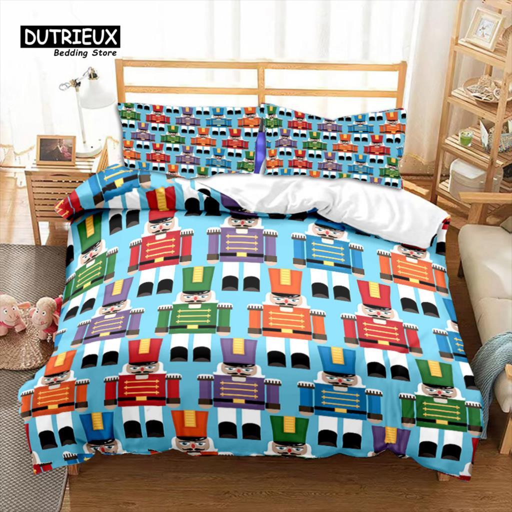 Comforter Nutcracker Christmas Bedding Set Cartoon Royal Guarder Comforter New Year Festival King Size