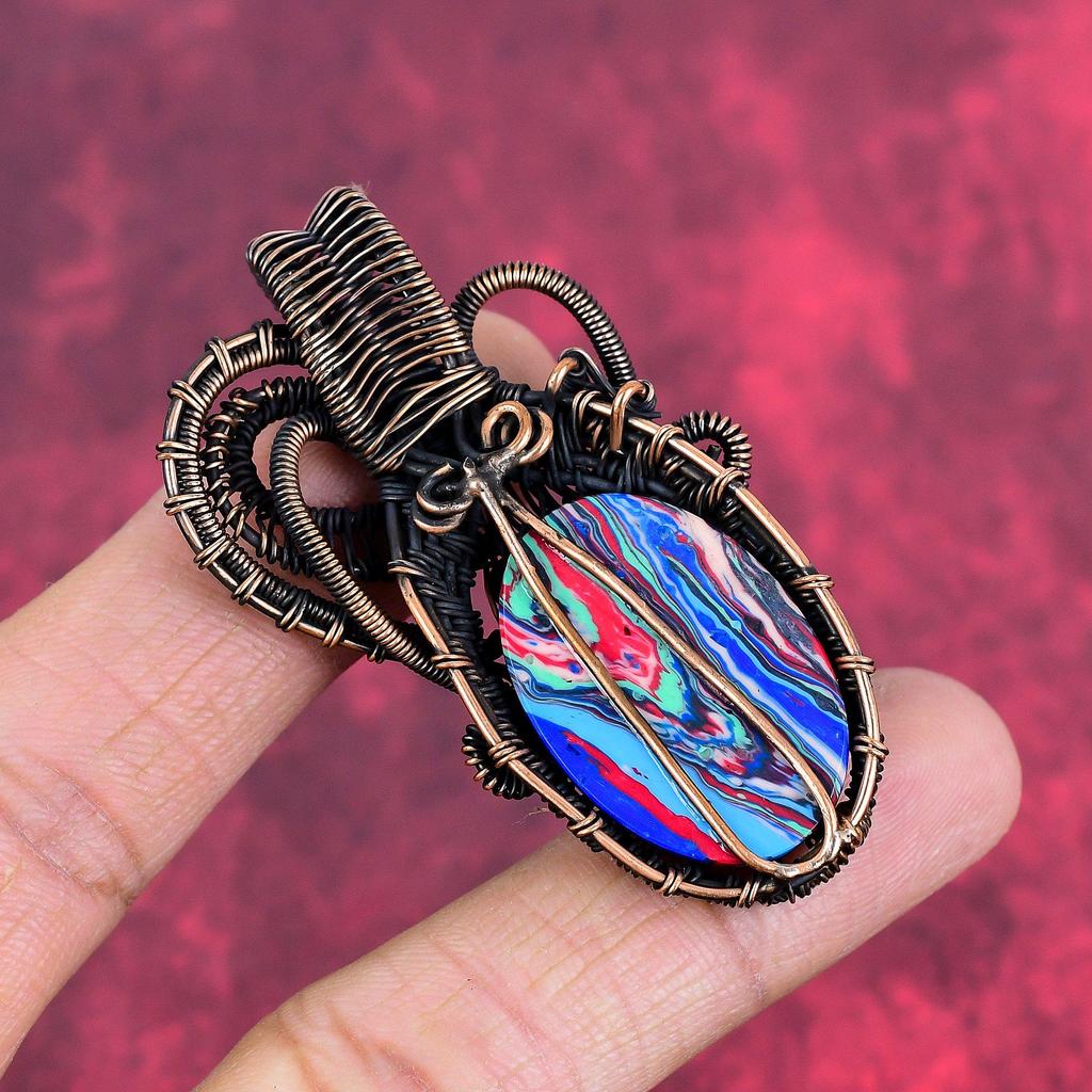 Tree of life rainbow calsilica pendant copper wire wrapped pendant handmade gemstone jewelry designer pendant copper jewelry gifts for women