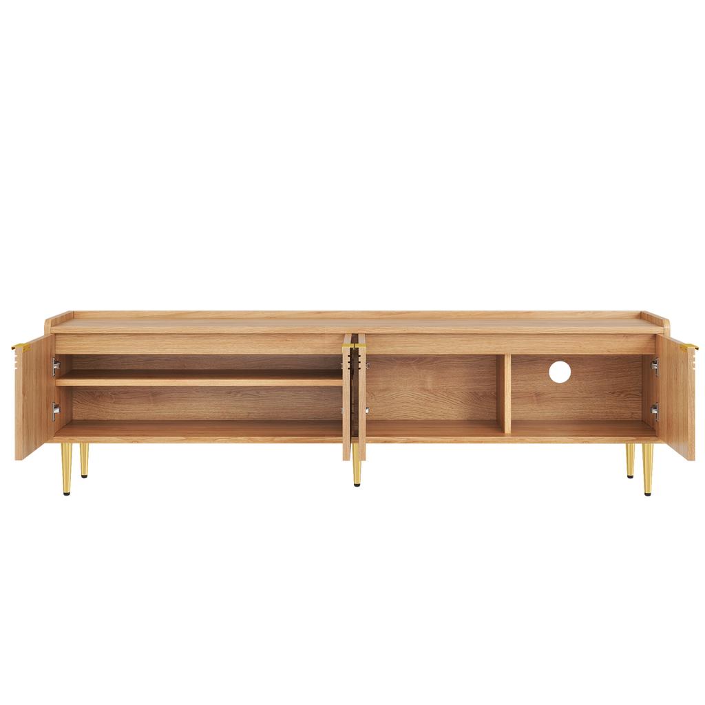 Mobile TV, mobile basso con anta strutturata, mobile TV, maniglie dorate e piedini dorati, 170 L x 35 P x 47,5 A (centimetro)