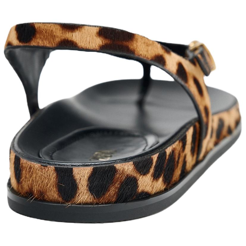 Zara Fashionable Leopard Print Faux Fur Leather Slide Sandals Women Sandals Brown 12625510195-37