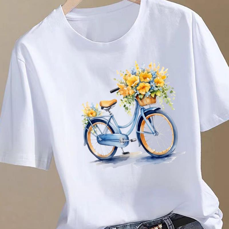 (Asian Size) Trend 90s Lovely Women Fashion Print Female Clothing T Shirt Tee Top Woman Short Sleeve Graphic T-shirts