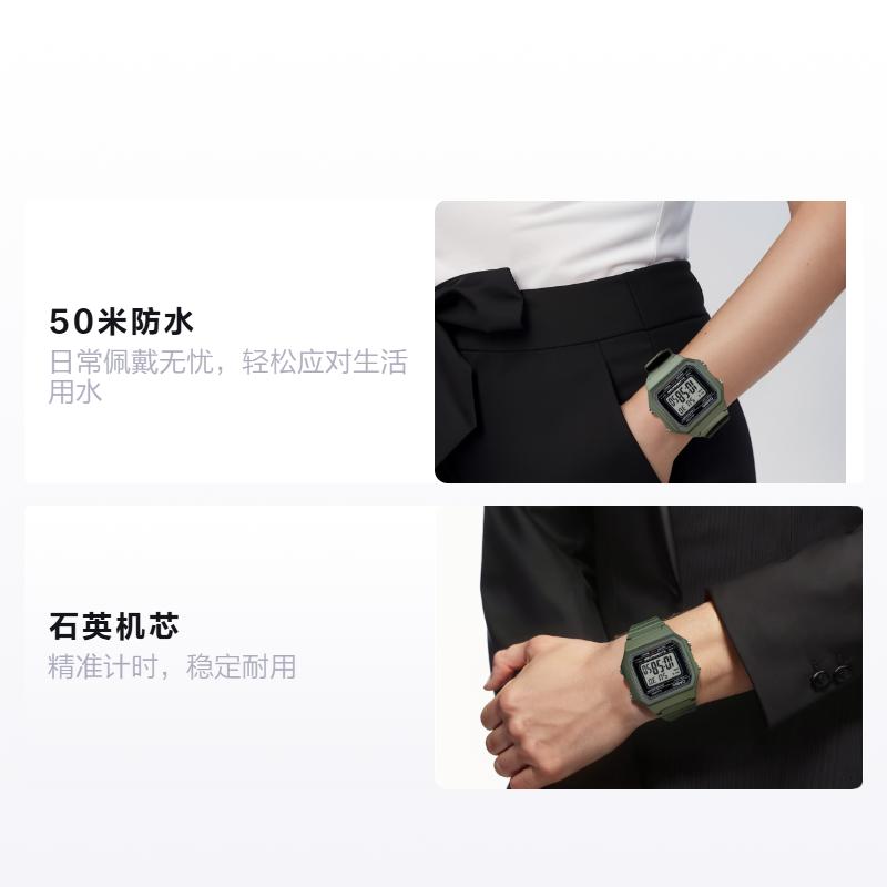CASIO 50m waterproof Quartz resin strap men and women same style gray dial W-217H-3AVDF