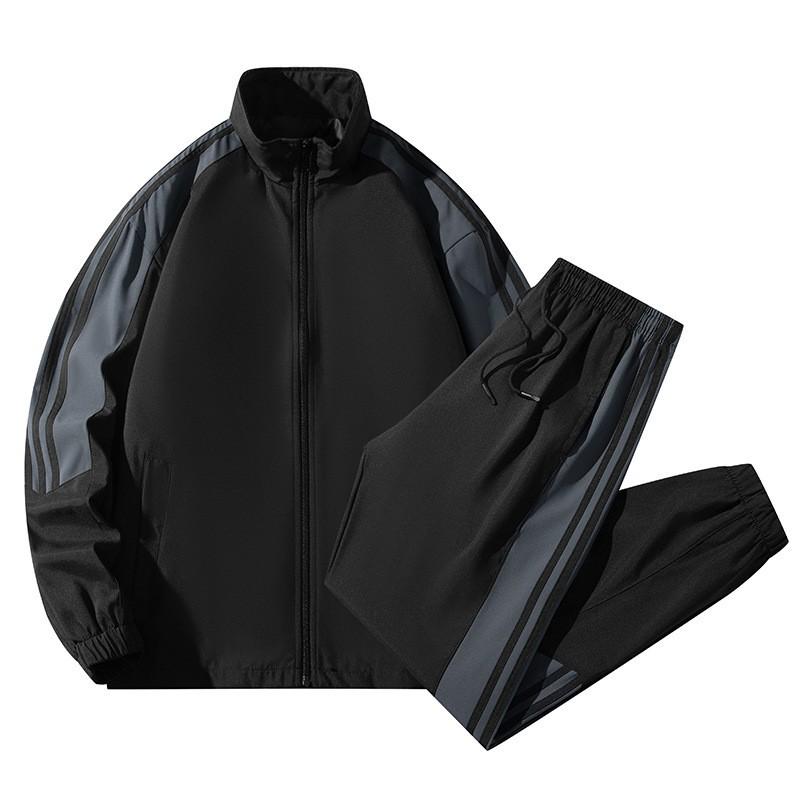 Men's Three-Bar Casual Jacket & Pants Set - Trendy, Versatile, Loose Fit for Spring/Autumn