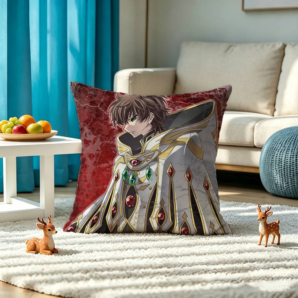 C-Code Geass Suzaku Kururugi Square Double-Sided printed Pillow Case Bedroom Bedside Pillow Sofa Cushion Cover
