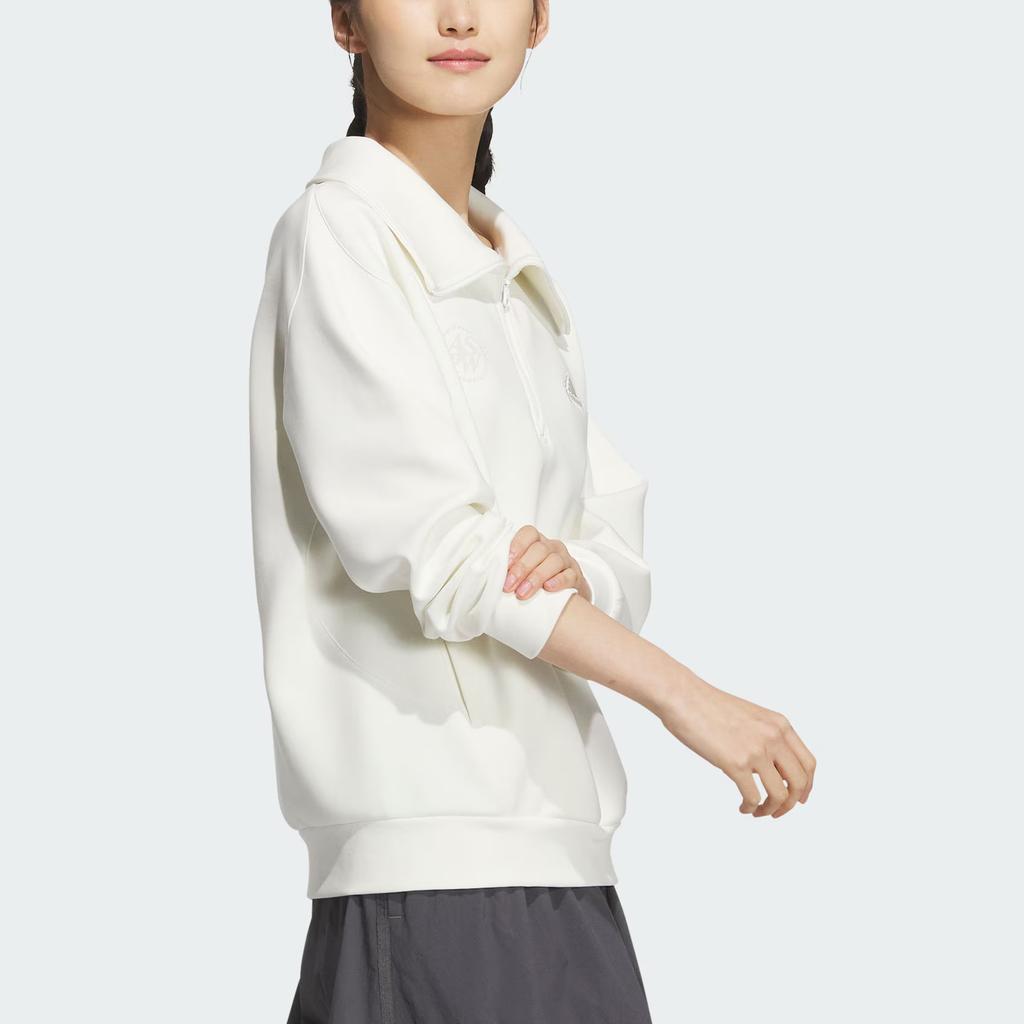 adidas Lounge Fw24 Half-Zip Sweatshirt Hoodie Women Sweatshirt White JJ3594
