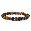 Unisex Tiger Eye & Volcanic Stone Elastic Bracelet - Natural Stone Jewelry for Couples