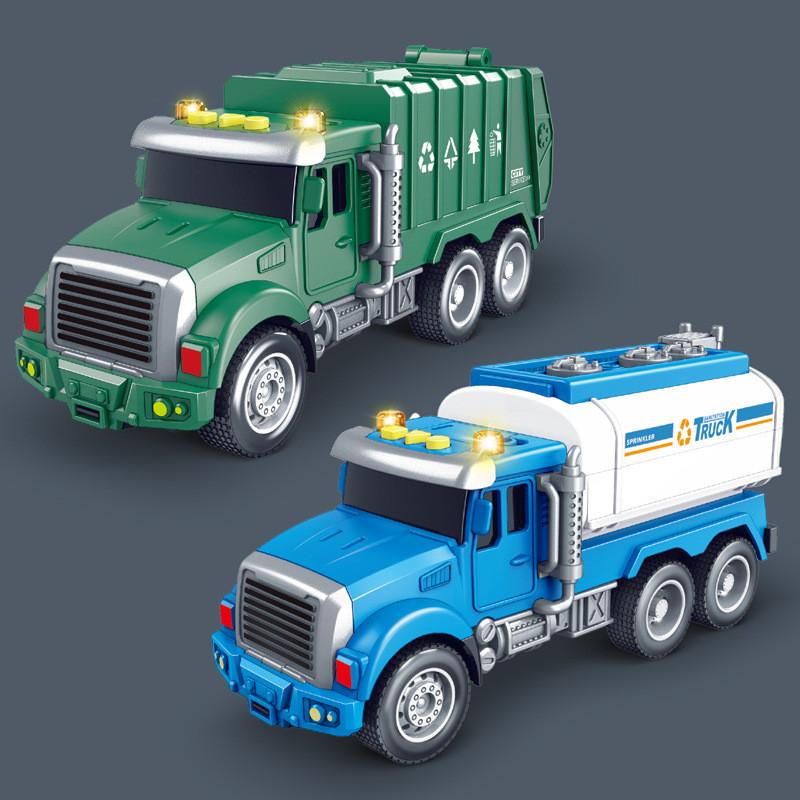 Garbage And Sprinkler Truck Model Children Toy With Storytelling Function For Kids Educational Play Toy
