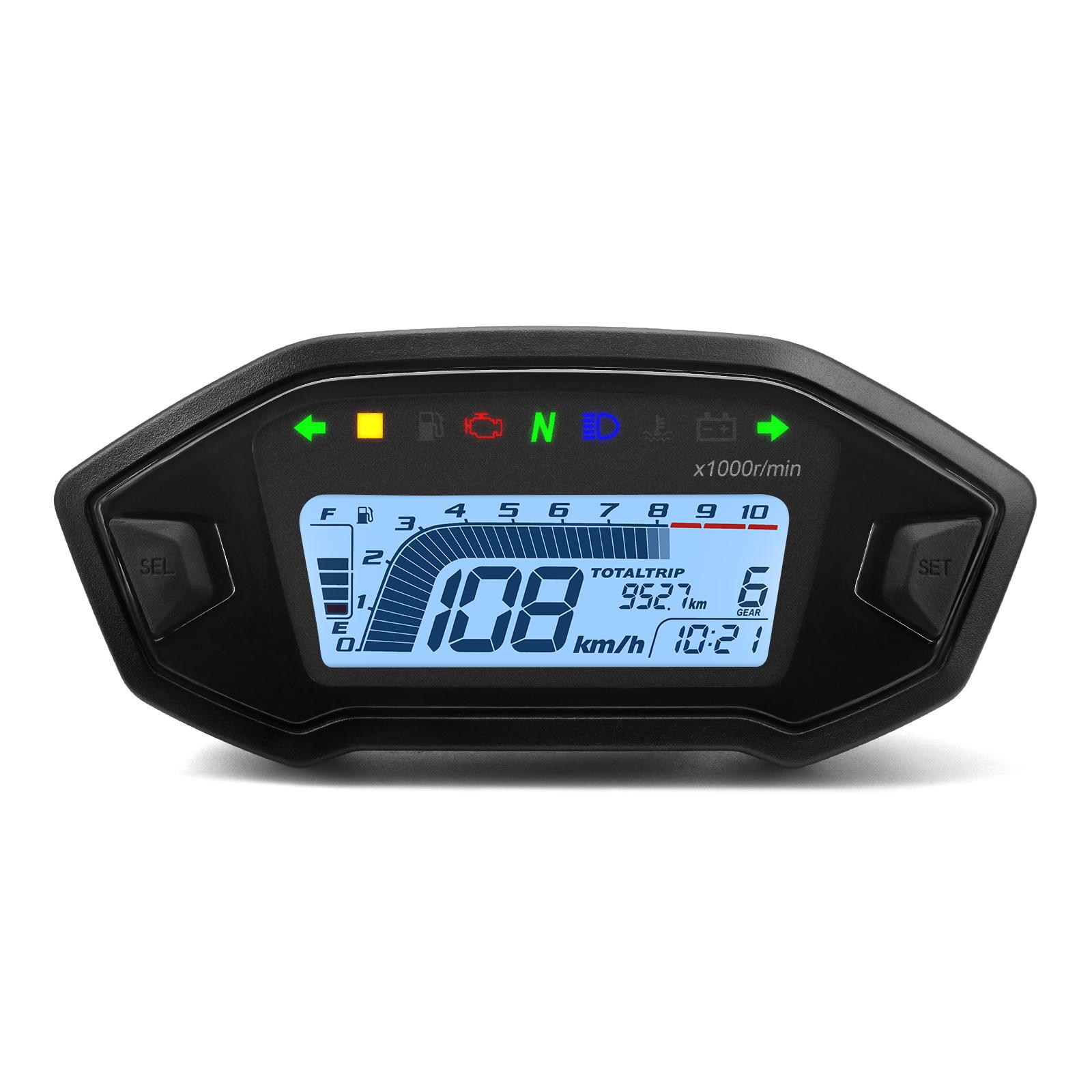 

7 Color Motorcycle Instrument For 2 4 Cylinder 10000RPM Motorcycle LCD Display Speedometer With Digital Sensor Dashboard Gauge