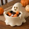 White Trinket Tray 3D Printed Halloween Ghost Bowl, Trick or Treat Snack Candy Storage Bowl Serving Decorative Dish, Party Supplies Nut
