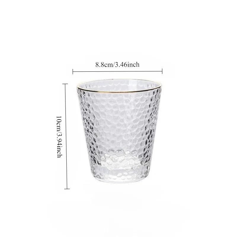 

Golden-edge Small Sunflower Cup Retro Embossed Glass Cup Cold Drink Cup Juice Cup Wine Cup Ins High Appearance Level Water Cup 1pcs