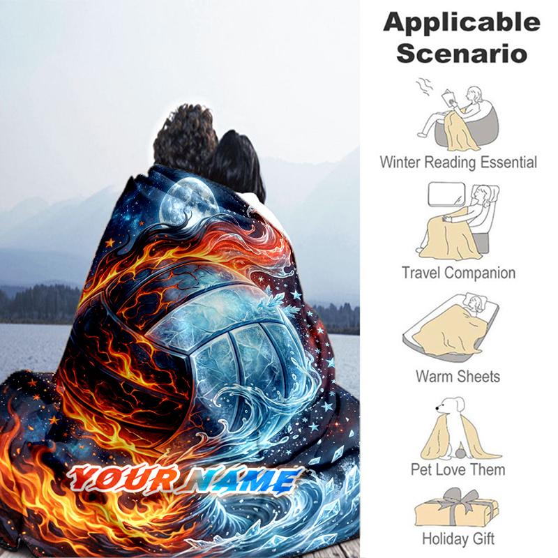 1PC Custom Name Volleyball Night Sky" Flannel Blanket Versatile,all-season Throw Suitable for the Living Room,bedroom,camping,travel,and Gift