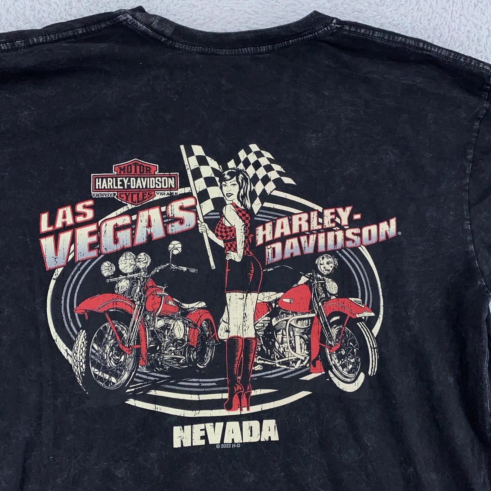 Harley Davidson Shirt Large Black Las Vegas Nevada Biker Motorcycle 2022 Tee S