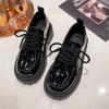 British style small leather shoes women's 2025 new autumn shoes platform-soled lace-up round head single shoes spring and autumn retro loafers