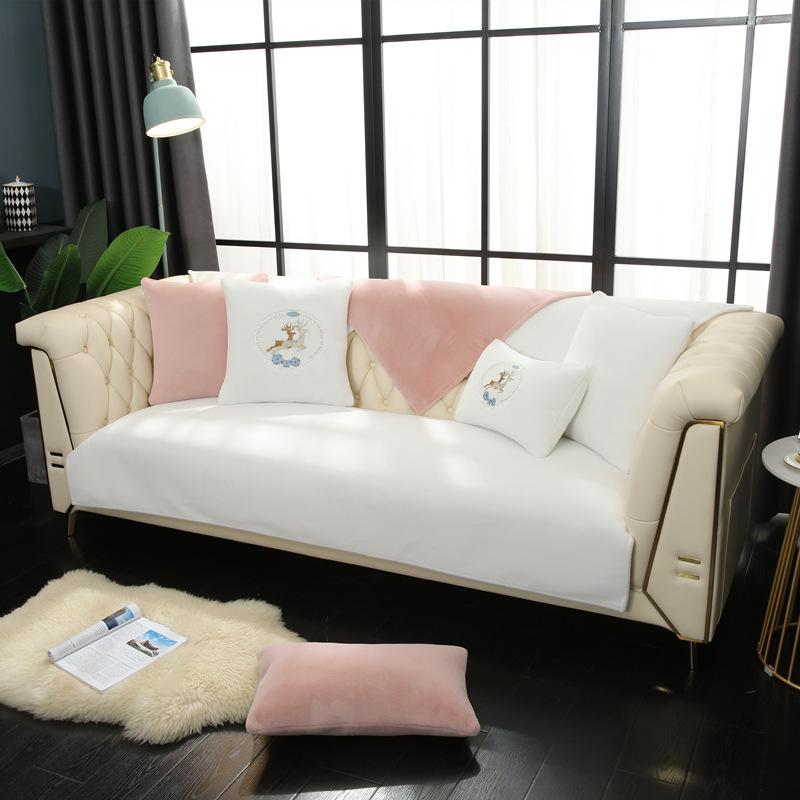 Sofa Cushion Plush Winter Leather Sofa Cushion Non-Slip Thickened Fur Simple Modern Cover Cloth