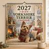 Dekorativer Wandkalender Yorkshire Terrier Kalender, 2027 Monatlicher Hängeplaner mit Metall-Zeitmanagement-Tool Doppelte Spiralbindung für Home Office