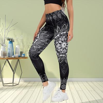 Womens Magical Flowers Prints Stretch Yoga Leggings Fitness Running Gym Sports Active Pants