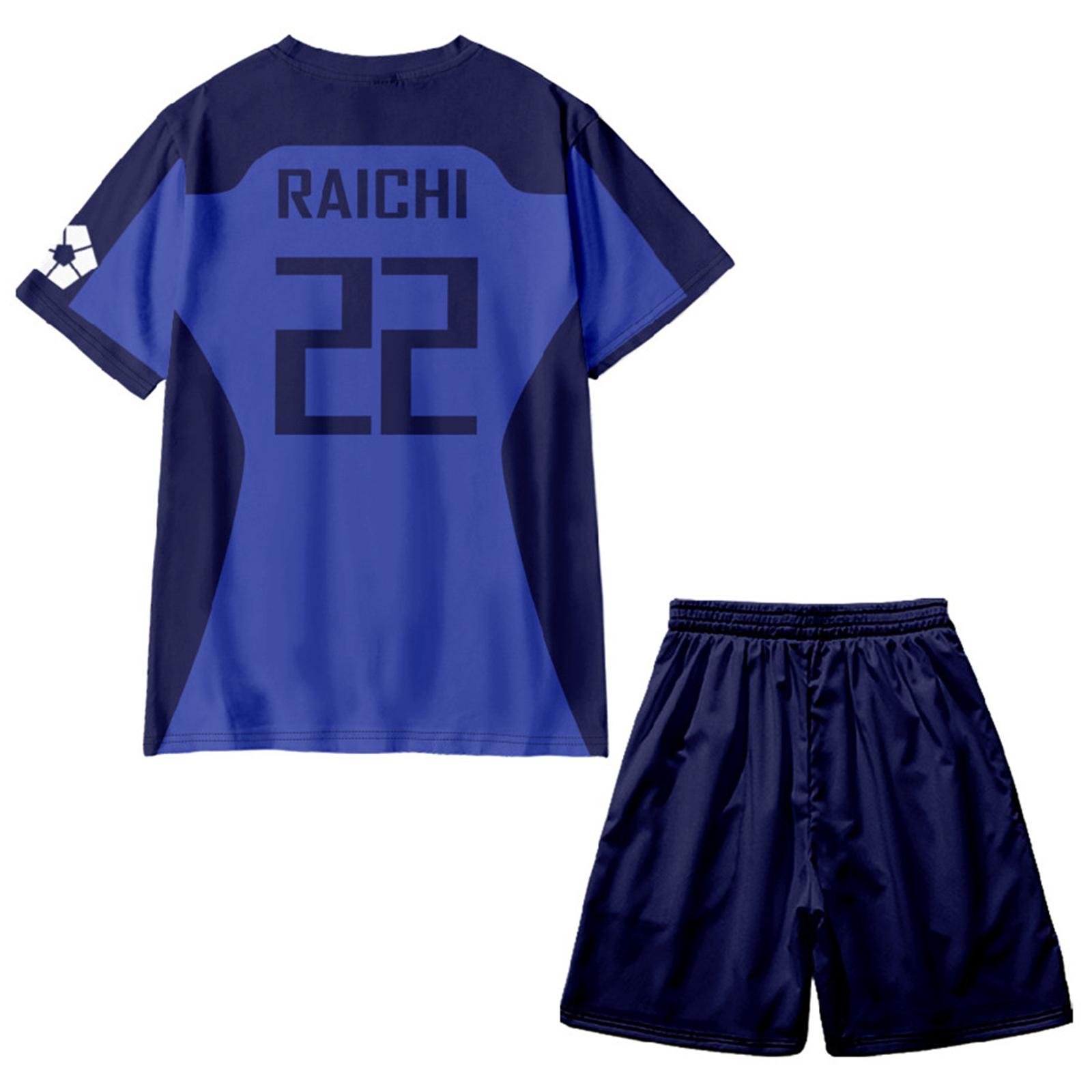 

Mens Jersey Sets Anime Japan Blue Lock Isagi Yoichi Football Shirt Cosplay Casual Oversized 3d Print T-shirt+Short 2pcs Set Suit 6XL
