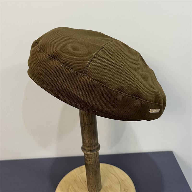 Vintage Tweed Beret Children's Autumn Painter Hat Solid Color Versatile Stewardess Hat Bud Hat