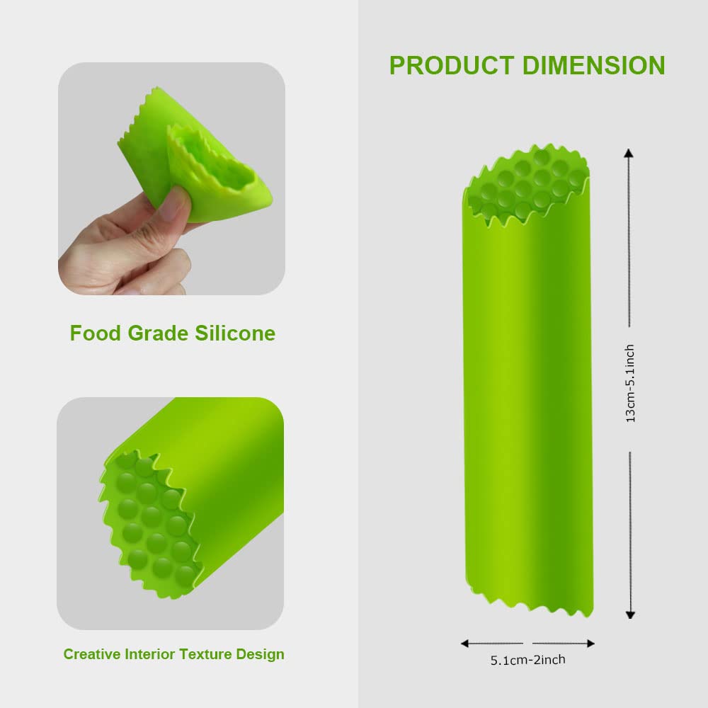 Silicone Garlic Peeler Roller Tube with Creative Bump Texture for Hands-Free Odorless Skin Removal Food Grade Flexible Garlic Remover Tool In Green
