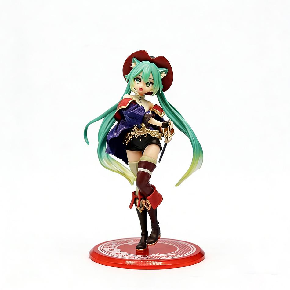 

19cm Hatsune Miku Desktop Cute Action Figure Tale Wonderland Miku Puss in Boots Anime Figurine Kawaii Girl Model Toy Adorable