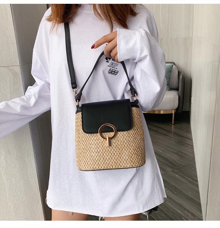 SCIONE Small Small Bag Women's Straw Woven Bag Wild Chain Single Shoulder Messenger Bag