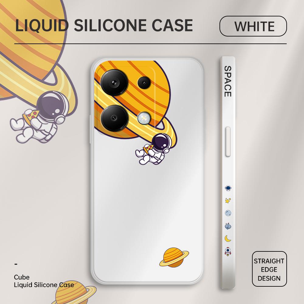 

Чехол для телефона с мультяшным красочным узором, квадратный, жидкий, силикон, TPU, полное покрытие камеры, противоударный защитный чехол для Xiaomi Redmi iPhone Xiaomi 13T белый