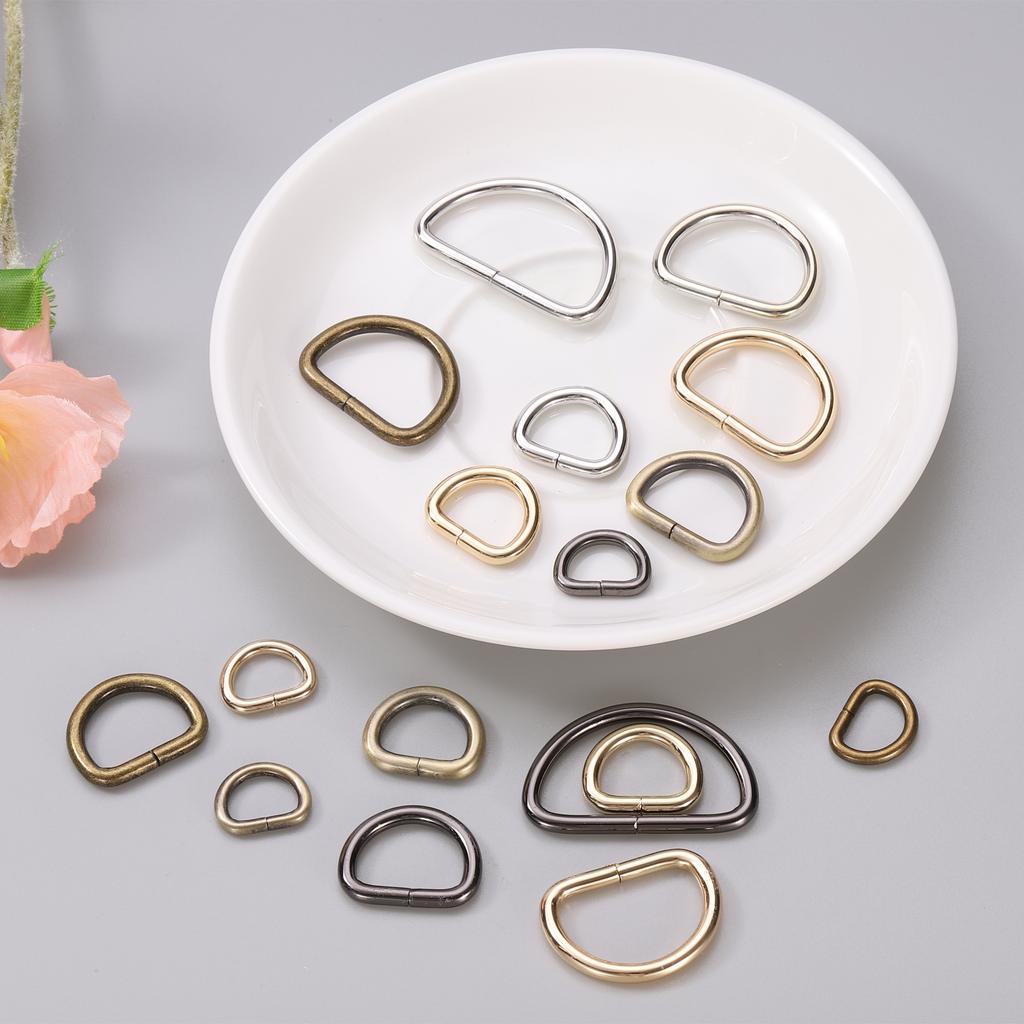 30pcs Metal D Rings Buckle Heavy Duty Opening D-Rings Clips Hooks for Crafts Bags Keyrings Straps DIY Accessories Light Bronze