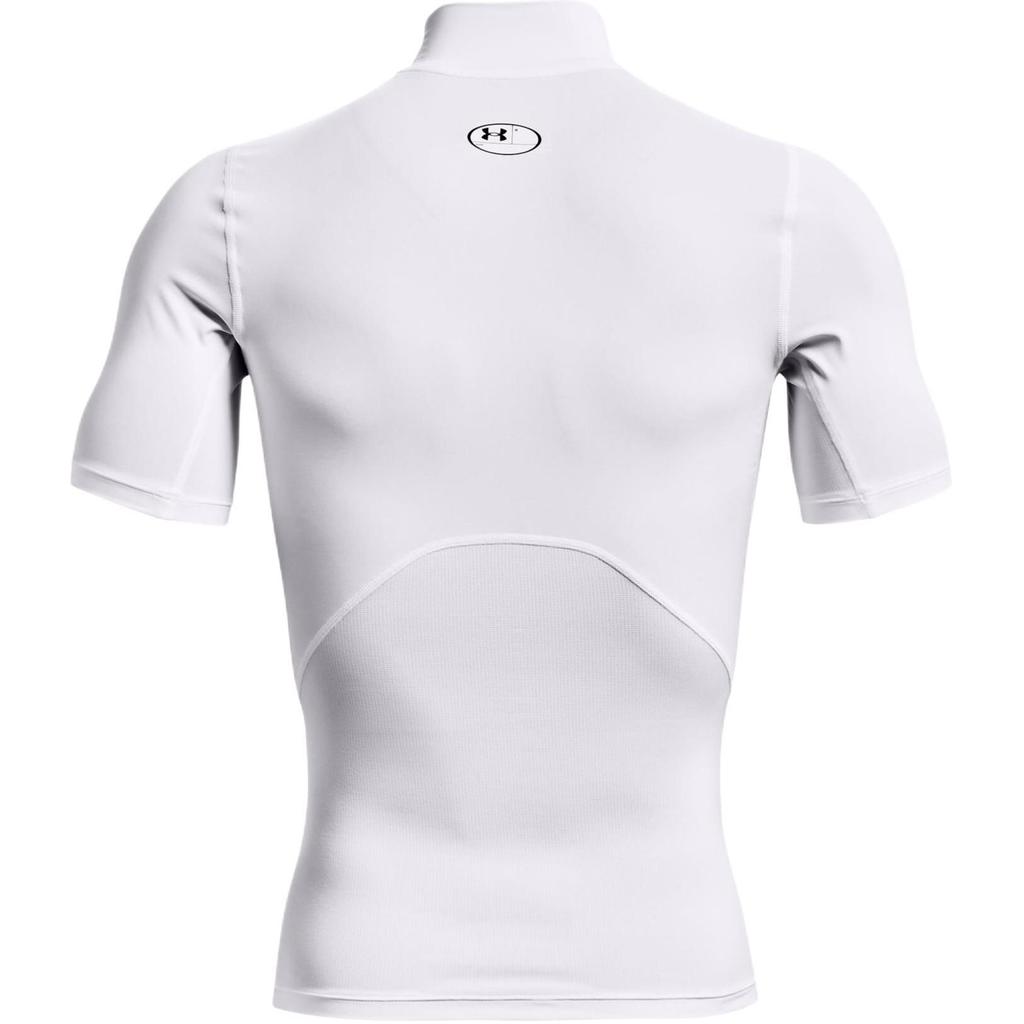Under Armour Solid Color High Neck Slim Fit Short Sleeve T-Shirt Men Tops White 1372586-100