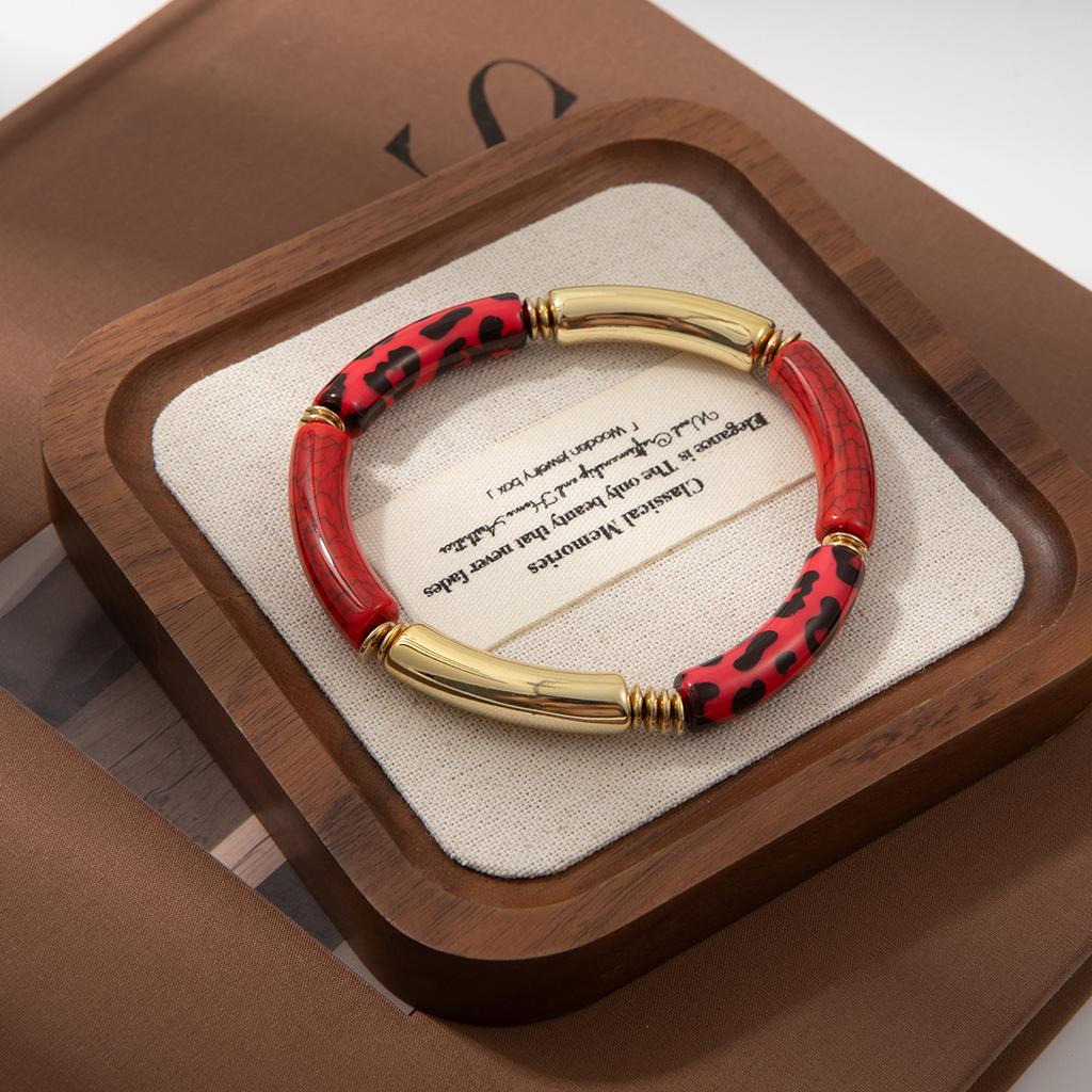 Geometric Round Pipe Bend Bracelet Female Leopard Print Personalized Bamboo High-End Sense Trend Bracelet Jewelry