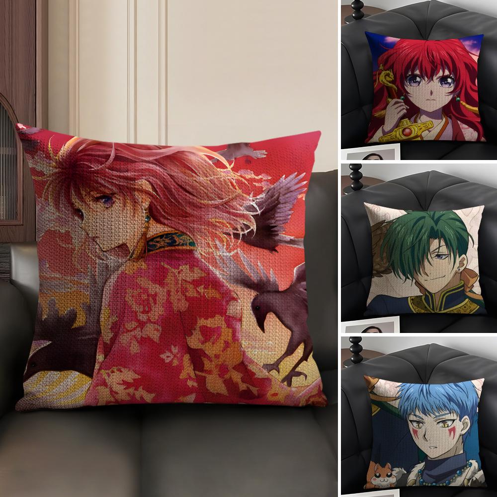 Y-Yona O-Of The Dawnn Anime Cushion Cover Natural Linen Organic Fabric Double-Sided Printing Sofa Home Decor Gift Pillow Case