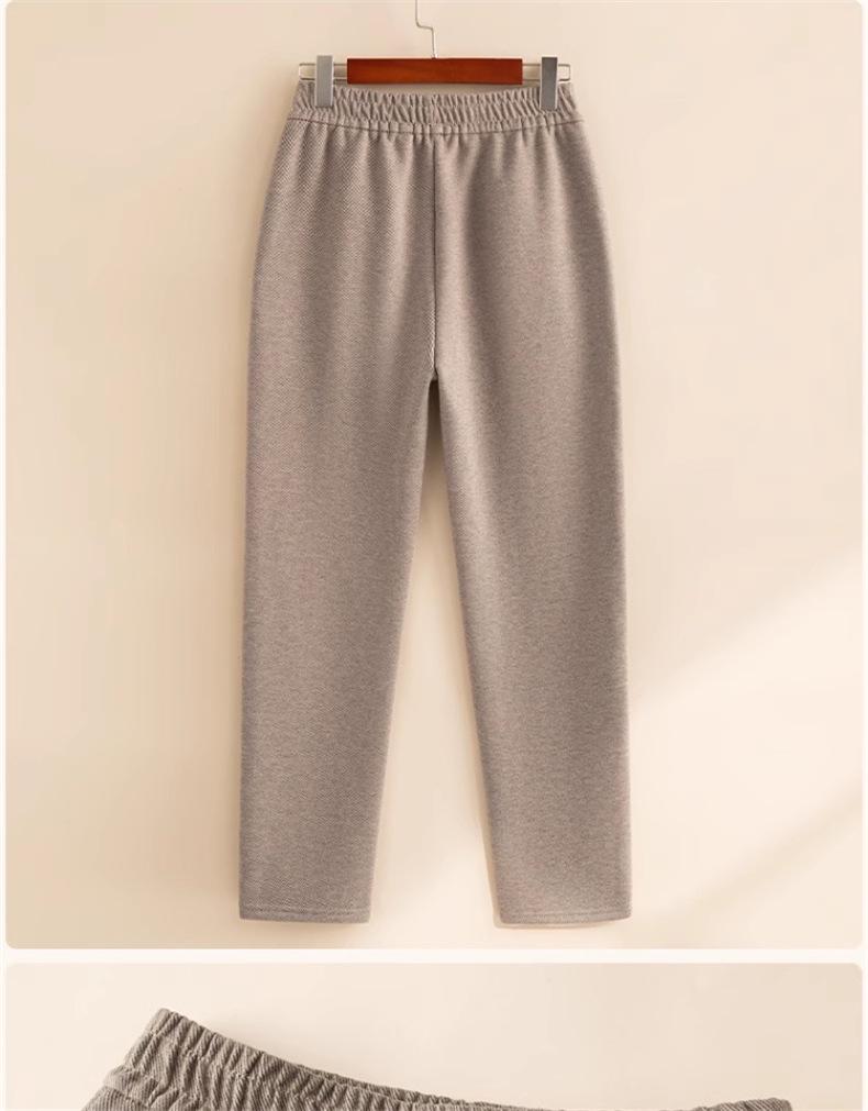 Plus Samt Elastische Taille Gerade Hosen für Mittleren Alters und Ältere Frauen von Mama - Winter Verdickt Lässige Hosen